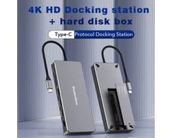 Docking Station HDMI 4K @60Hz - NVME+NGFF M.2 SSD port - Ethernet, 2x USB 10gb/s, USB C opladen, Micro/SD card reader Hub – USB Splitter - Geschikt voor Apple Macbook en Windows laptop