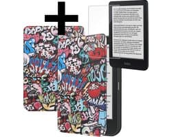Hoes Geschikt voor Kobo Clara BW - E-reader Bescherm Hoesje Case Sleep Cover Met Screenprotector - Hoes Geschikt voor Kobo Clara BW Hoesje - Graffity