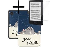 Hoes Geschikt voor Kobo Clara BW Hoesje Bookcase Cover Hoes Met Screenprotector - Hoesje Geschikt voor Kobo Clara BW Hoes Cover Case - Kat