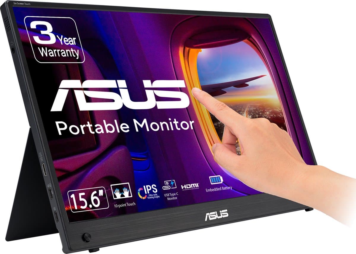ASUS ZenScreen MB16AMTR computer monitor 39,6 cm (15.6") 1920 x 1080 Pixels Full HD LCD Touchscreen Zwart — afbeelding 1