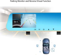 Full HD auto dashcam spiegel, autoblackbox DVR, voor en achter camera. — thumbnail 2
