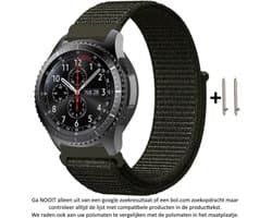 Cargo Groen / Donker groen Nylon sporthorlogebandje voor bepaalde 20mm smartwatches van verschillende bekende merken (zie lijst met compatibele modellen in producttekst) - Maat: zie foto – 20 mm dark green nylon smartwatch strap