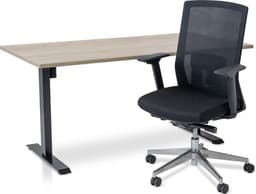 Zit-sta bureau elektrisch verstelbaar - MRC EASY | 160 x 80 cm | inclusief stekkerdoos en kabelklemmen | frame zwart - blad midden eiken — thumbnail 5