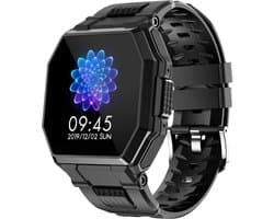 Belesy® OCTA - Smartwatch Dames - Smartwatch Heren - Horloge - 1.54 inch - Kleurenscherm - Stappenteller - Bloeddruk - Hartslag - 250+ wijzerplaten - Maak je eigen wijzerplaat - Kunststof - Zwart - Moederdag
