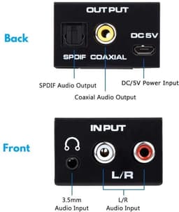 NÖRDIC SGM-148 Analoog naar digitaal audio converter - 48 kHz Audio Adapter voor Toslink naar RCA L/R - Zwart — thumbnail 3