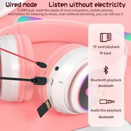 Cat Headphone - Roze - Bluetooth - Draadloze Over Ear Stereo Koptelefoon - Noise Reduction - Katten Oortjes - LED Verlichting — thumbnail 15