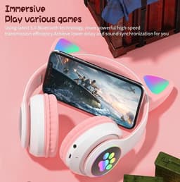 Cat Headphone - Roze - Bluetooth - Draadloze Over Ear Stereo Koptelefoon - Noise Reduction - Katten Oortjes - LED Verlichting — thumbnail 6