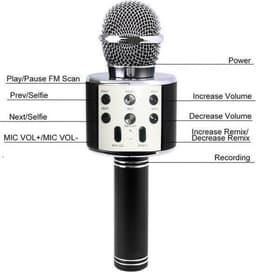 Karaoke microfoon bluetooth draadloos - stemvervormer - karaoke set-  voor kinderen en volwassenen - zwart — thumbnail 2