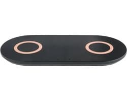 Draadloze Qi-oplader (Zwart/koper) - 2x10W -  Led indicatielamp