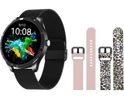 Belesy® Q9 Pro - Smartwatch Dames – Smartwatch Heren - Horloge - 1.28 inch - Kleurenscherm - Stappenteller - Bloeddruk - Hartslag - 75+ Wijzerplaten – Sporten – Milanees – Staal – Zwart - Kerstcadeau