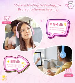 VFLY Kinder Koptelefoon - 3 Verwisselbare Oorschelpen - Bedrade Hoofdtelefoon Kinderen - Opvouwbare Kinder Headphones - Blauw — thumbnail 4