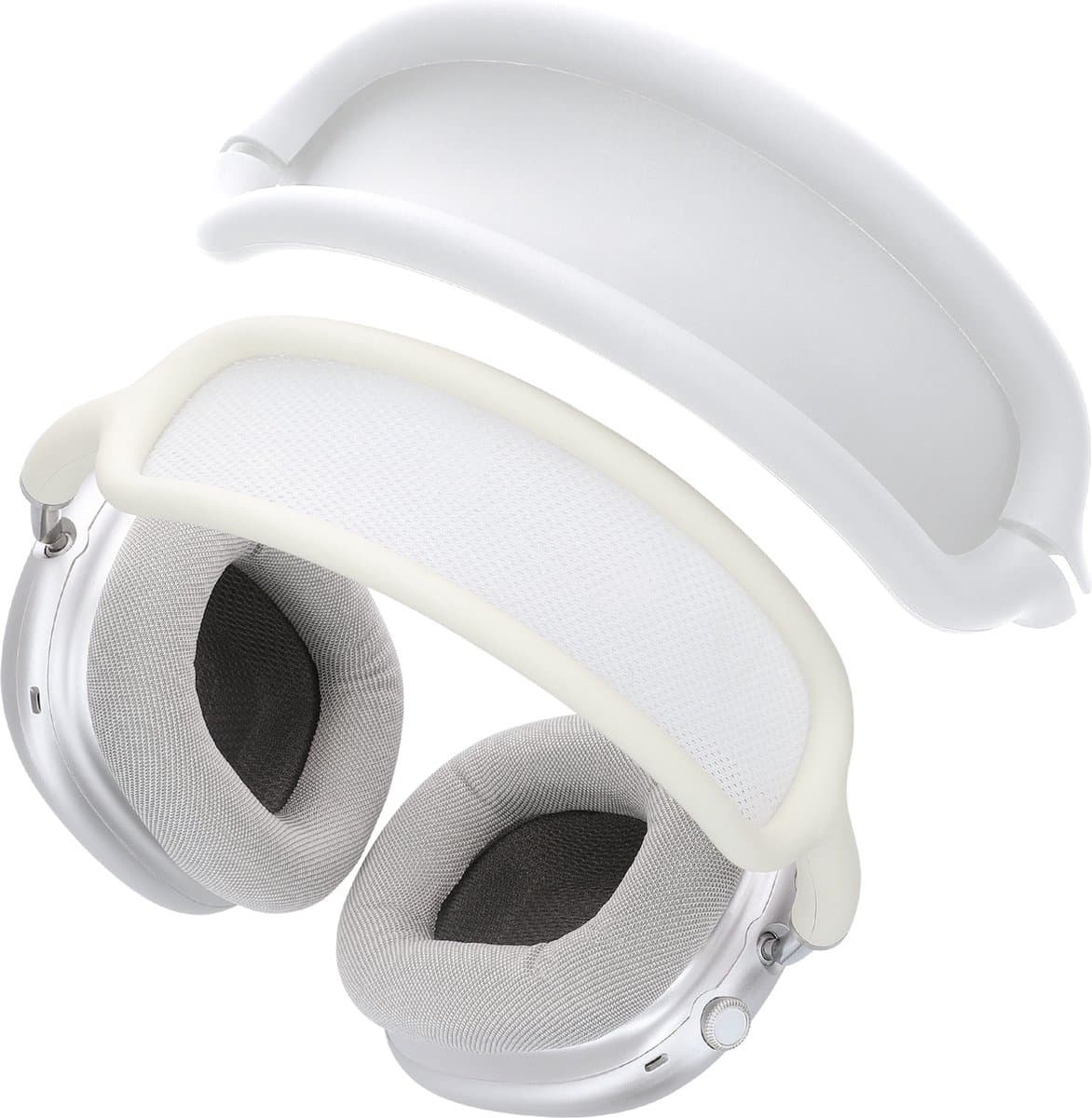 kwmobile band voor koptelefoon - geschikt voor AppleAirPods Max / AirPods Max 2 - Hoofdband cover van zacht siliconen materiaal - In wit — afbeelding 1