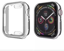 Apple Watch 44 mm Hoesje plus screen protector - iWatch full body case - 44 mm - Zilver