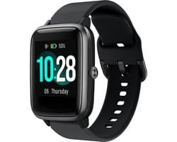 Siliconen Smartwatch bandje - Geschikt voor ID205L siliconen bandje - zwart - Strap-it Horlogeband / Polsband / Armband