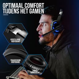 Strex Gaming Headset Met Microfoon - Geschikt Voor PC / PS4 / PS5 / Xbox / Switch - Game Koptelefoon Met Draad - Blauw — thumbnail 4