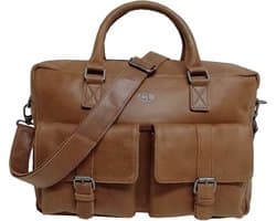 Castillo Hunter Milano Leren Westernbag / Laptoptas - Geschikt voor 15,6 inch Laptop | 28x40x12cm | Professioneel en Stijlvol | Laptop Tas Leer voor Dames & Heren - Cognac