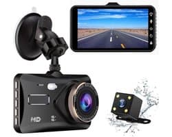 TechU™ Dashcam 4K M11 Pro Dual Camera – 4 inch Touchscreen – Dashboardcamera – Full HD 1080p – Loop Recording – Nachtvisie – Bewegingssensor – G-sensor – Autocamera Voor én Achter - voor auto