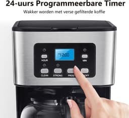 Taylor Swoden Koffiezetapparaat Filterkoffie - Koffiemachine 1.5L/ 12 Koppen - met Glazen Kan-Digitaal Display, Timer- Zwart/RVS - Darcy 30QUK — thumbnail 5