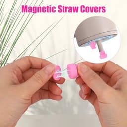 4 stuks magnetische rietjesdeksels voor Brümate 30/40oz Era & Resa Tumblers, siliconen magnetische rietjesdeksels met pakkingen en reinigingsborstels voor wandelen, klimmen en picknicken (roze) — thumbnail 4
