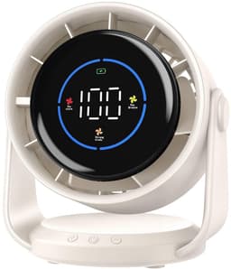Slimme Tafelventilator - USB Ventilator Draagbare Ventilator met LED Display 100 Snelheidsregeling 105° Verstelbare Hoek Bureau Ventilator Voor Kantoor Thuis En Buiten — thumbnail 1