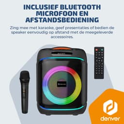 Denver Bluetooth Speaker Party box - Discolichten - Partyspeaker incl. draadloze microfoon & afstandsbediening - Luidspreker - 8" woofer - BPS270 — thumbnail 3