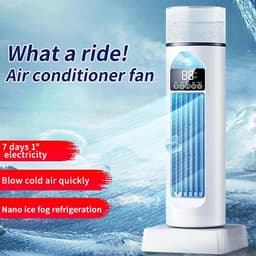 Torenventilator - Ventilator zonder bladen - Stille koeling thuis - 6 snelheden met water - 38 cm hoog - Wit — thumbnail 1