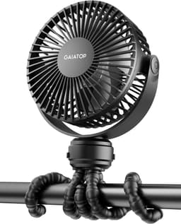 Mini Clip-on Ventilator – Oplaadbare Ventilator met 2000mAh Batterij – 3 Snelheden – 360° Draaibaar – Flexibel Statief – Stille Ventilator voor Kinderwagen, Bureau, Camping en Reizen — thumbnail 1