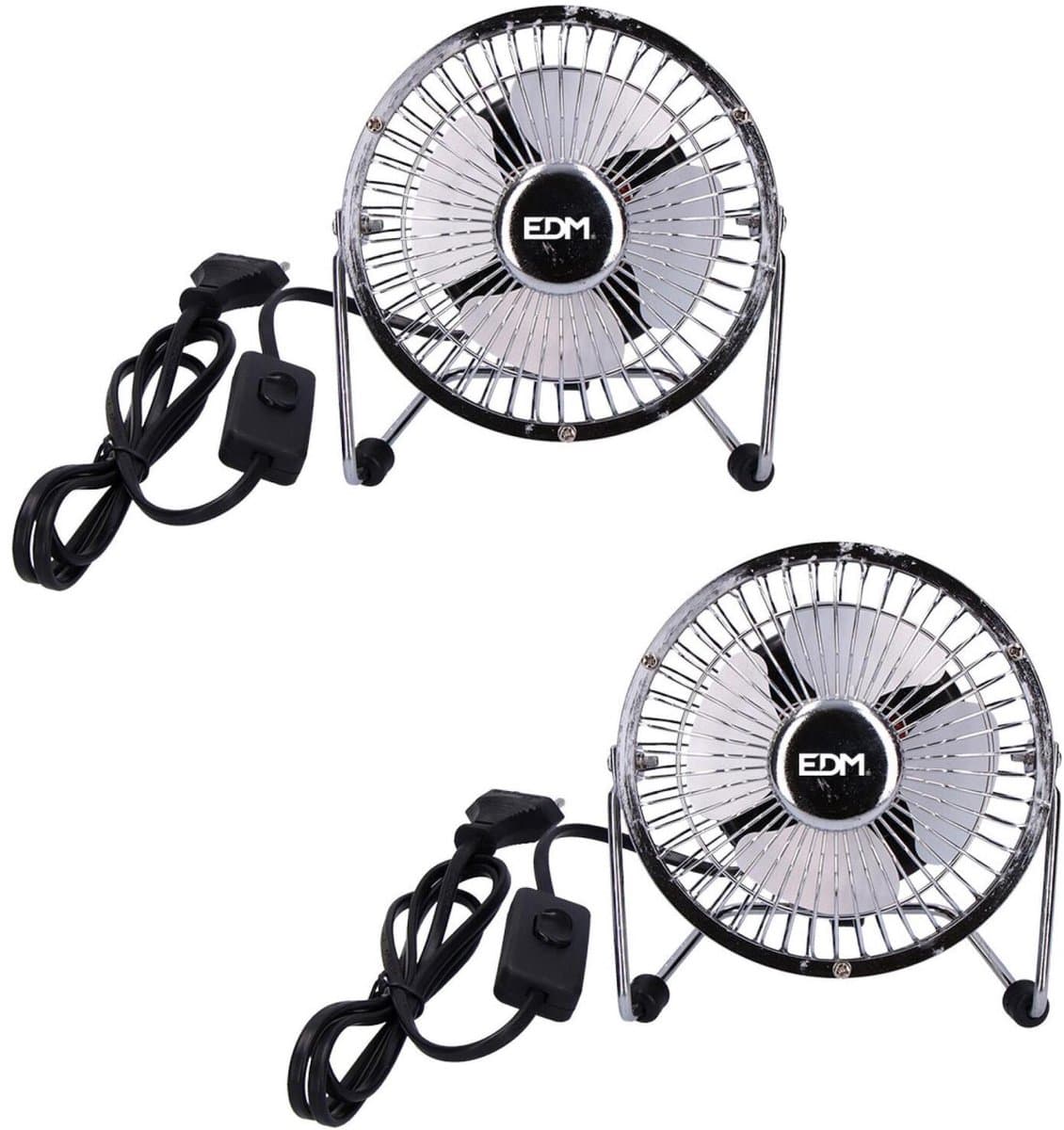 EDM Product Mini bureau ventilator - 2x - compact design - 10 x 15 cm - chroom - draagbaar — afbeelding 1