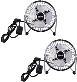 EDM Product Mini bureau ventilator - 2x - compact design - 10 x 15 cm - chroom - draagbaar — thumbnail 1