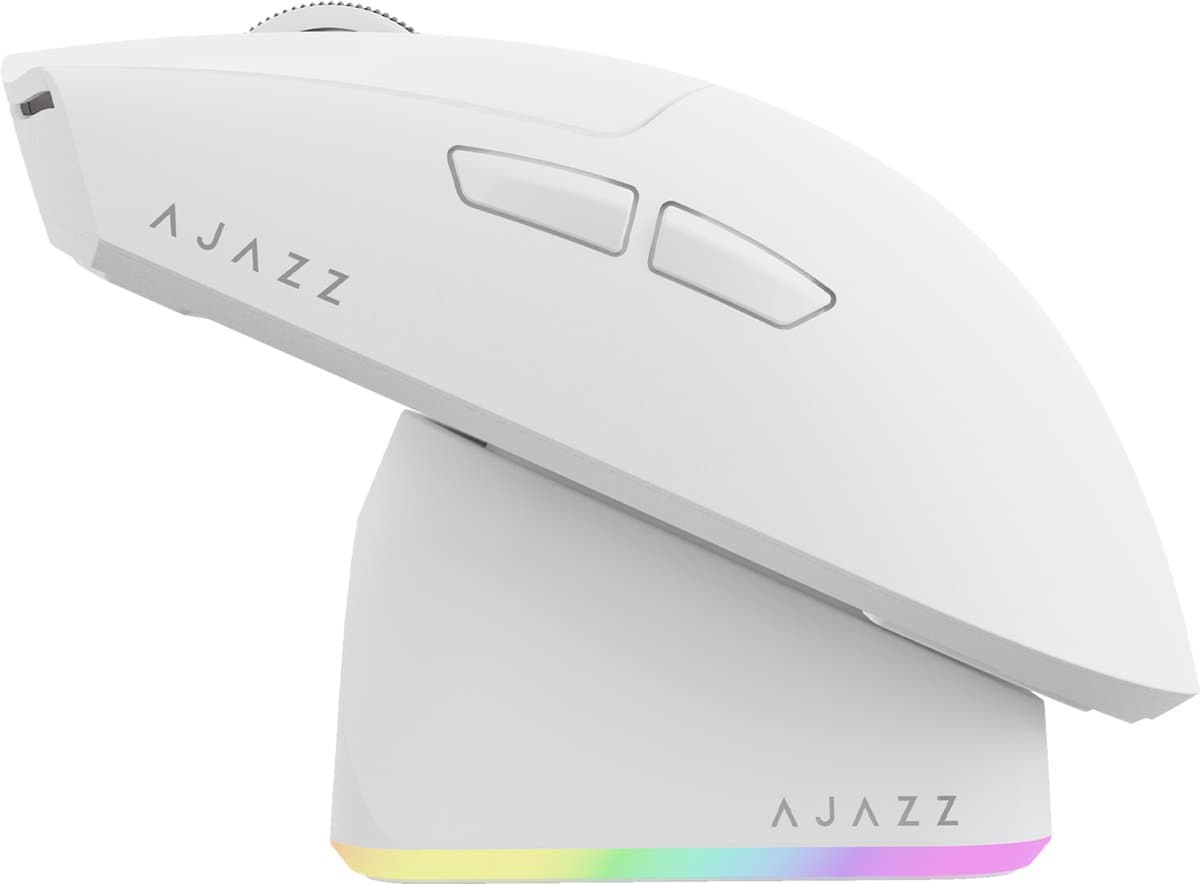 Ajazz AJ139 V2 MC – Draadloze Gaming Muis – PAW3311 – 12.000 DPI – Tri-Mode – 1000Hz – RGB Oplaadstation – Inclusief Opberghoes - Wit — afbeelding 1