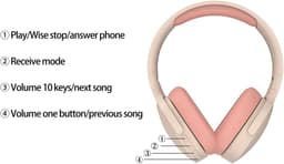 ECTEATOY® Draadloze Headset met Microfoon - Draadloze over-ear koptelefoons - Gaming Headset - Ruisonderdrukking - Geschikt voor Muziek & Gaming - roze — thumbnail 3