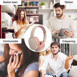 ECTEATOY® Draadloze Headset met Microfoon - Draadloze over-ear koptelefoons - Gaming Headset - Ruisonderdrukking - Geschikt voor Muziek & Gaming - roze — thumbnail 5