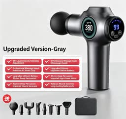 Massage Gun Professioneel - Spiermassage Apparaat - Diepe Spiermassage - Krachtig Massagepistool - Aluminium Behuizing - Oplaadbaar - Meerdere Snelheden - Inclusief Opzetstukken — thumbnail 1