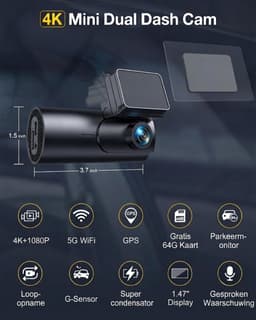 TYR® Dashcam - Autocamera met Parkeermodus - Loop Opname - Zwart - 3cm x 5cm x 10cm — thumbnail 2