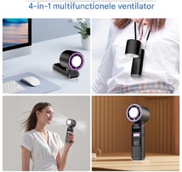 GELLDG Tafelventilator - Mini Ventilateur met Digitale Display - Snelheidsregeling 1-100 - 4000mAh Batterij - Lichtgewicht & Draagbaar - Geschikt voor Thuis, Kantoor en Reizen - Kunststof - 183x60x60mm — thumbnail 3