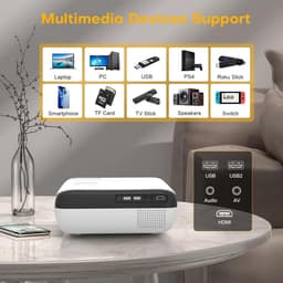 Draagbare Beamer - 4K - 9500 Lumen Helderheid - Bluetooth Verbinding - Voor Thuisbioscoop en Buiten — thumbnail 5