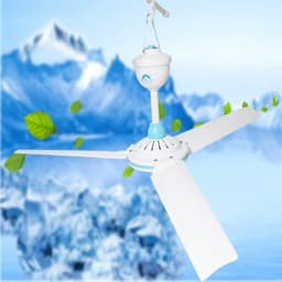 12V Draagbare Plafondventilator - Ø 50 cm - Mini Hangventilator voor Camping, Tent, Gazebo & Camper - Fluisterstil & Energiezuinig - Wit/Blauw — thumbnail 2