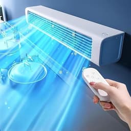 Ryoudavell - Bladeloze Torenventilator met Afstandsbediening - USB Oplaadbaar 4000mAh - 3-in-1 Wandmontage & Tafelventilator - Stille Mini Bureauventilator met 60° Oscillatie - Wit — thumbnail 4