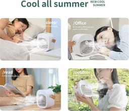 Draagbare Airco - 6000mAh Oplaadbaar - Mini USB Airconditioner - 3 Stille Snelheden - voor Slaapkamer, Kantoor, Reizen, Tent, Binnen & Buiten - Wit - 1 Stuk — thumbnail 4