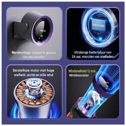 GELLDG Tafelventilator - USB Oplaadbaar 5400 mAh - LED Display met Windkracht en Batterijpercentage - 90° Kantelbaar - Geschikt voor Bureau en Slaapkamer - Plastic - 180x119x205mm — thumbnail 3