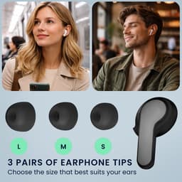kwmobile 6x cover voor in-ear oortjes geschikt voor JBL Wave Beam / Beam 2 / Wave 200TWS - Vervangende oordopjes van siliconen in zwart - 3 maten — thumbnail 2