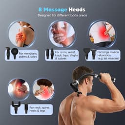 Massagepistool - Kunststof - 8 Afneembare Koppen - 5 Snelheden - Voor Spierherstel — thumbnail 3