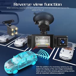 Dash Cam Auto - 3 Kanaals Recorder - Veiligheid Onderweg - Full HD 1080P - 2 Inch Scherm - Zwart — thumbnail 2