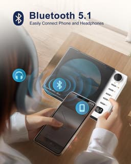 Draagbare Bluetooth CD-speler - Retro CD-speler - 7 Afspeelmodi met FM, USB en AUX - 4000mAh Accu tot 4,5 Uur - Stereo Audio-uitgang - Transparante Stofkap - Voor Thuis, Kantoor, Klaslokaal, Auto en Kamperen — thumbnail 5