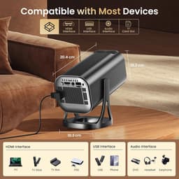 Mini Beamer - Full HD 1080P & 4K Ondersteuning - Android 12 - WiFi 6 - Bluetooth 5.4 - Draagbare Projector — thumbnail 5