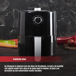 QORA® Mini airfryer - Airfryer - Airfryer klein - Zwart - ‎27cm x 27cm x 32cm — thumbnail 5