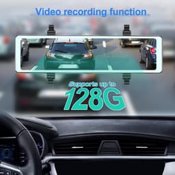 Camera Auto Dash Cam Achteruitkijkspiegel Carplay Draadloos Android Auto, Bluetooth 11,26 inch Touchscreen IPS Scherm DVR Voor- en Achteruitrijcamera's Nachtzicht WDR, Spiegel Dashcam — thumbnail 5