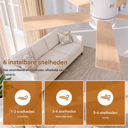 Plafondventilator met Licht 106 cm met Houten Bladen, Stil DC Motor, LED & Afstandsbediening — thumbnail 4