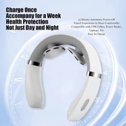 Nekmassager - Spierontspanner - Verwarmd, ergonomisch, draagbaar, spierontspanning voor thuis/op kantoor/op reis (wit) — thumbnail 4