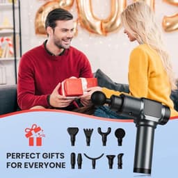 Massagepistool, massagepistool voor diepe weefselmassage voor pijnverlichting, percussieve spiermassagepistool voor atleten, draagbare elektrische rugmassager met 30 snelheidsniveaus en 9 massagekoppen (grijs) — thumbnail 2
